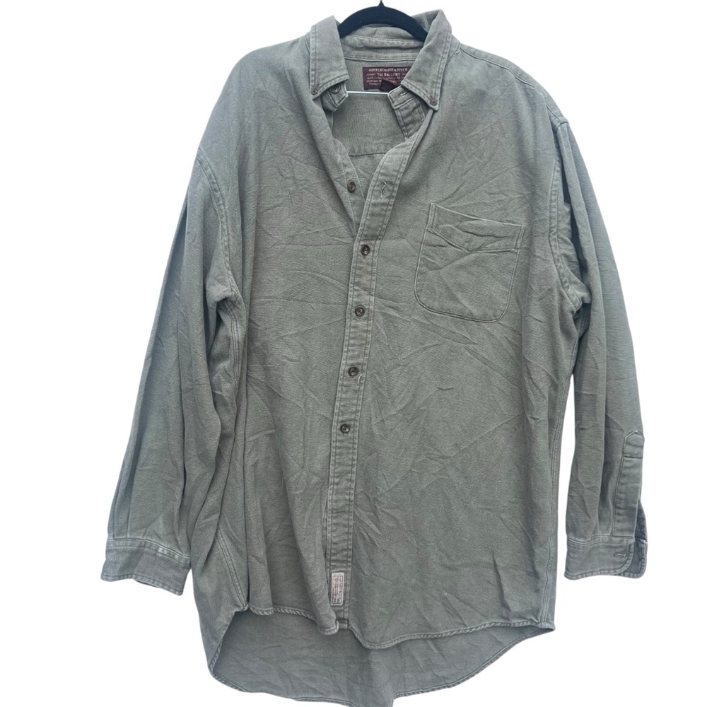 Abercrombie and Fitch the BIG shirt army green  button shirt large l vintage y2k